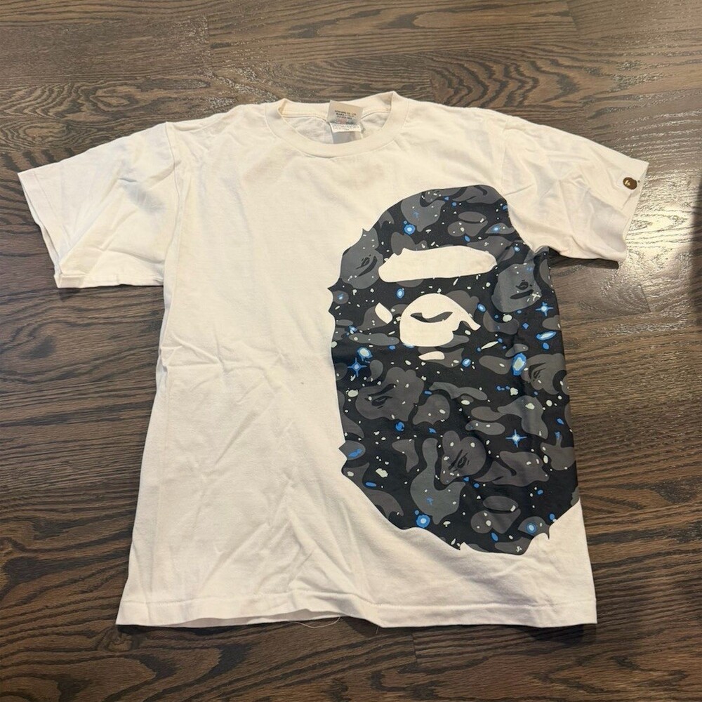 BAPE T-Shirt Mens Size S White Space Camo Big Ape Head Logo Streetwear